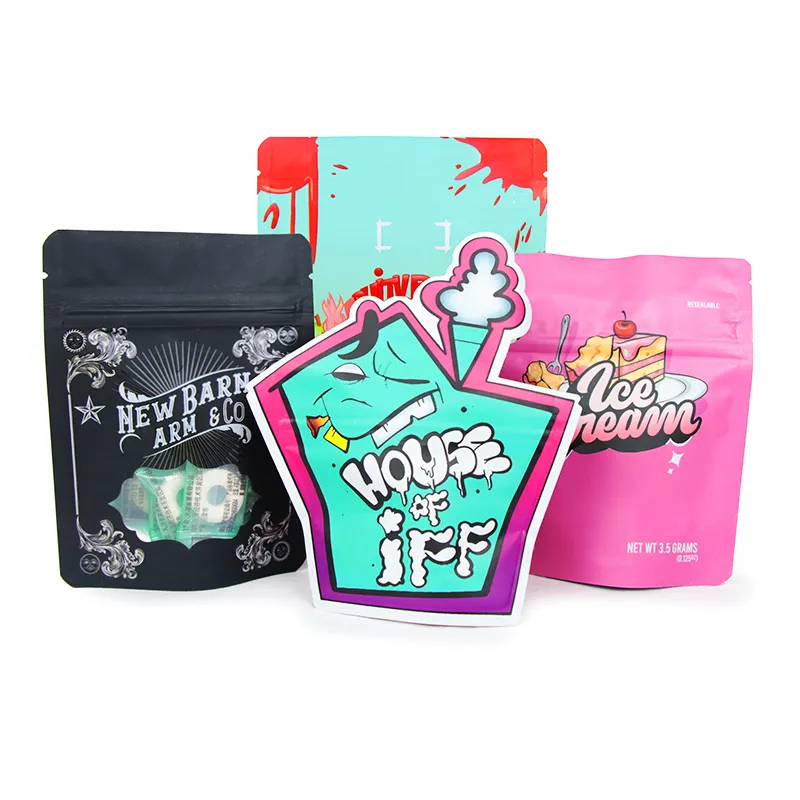 good quality Gummie candy die cut plastic bags with ziplock smell proof ziplock bags wholesale