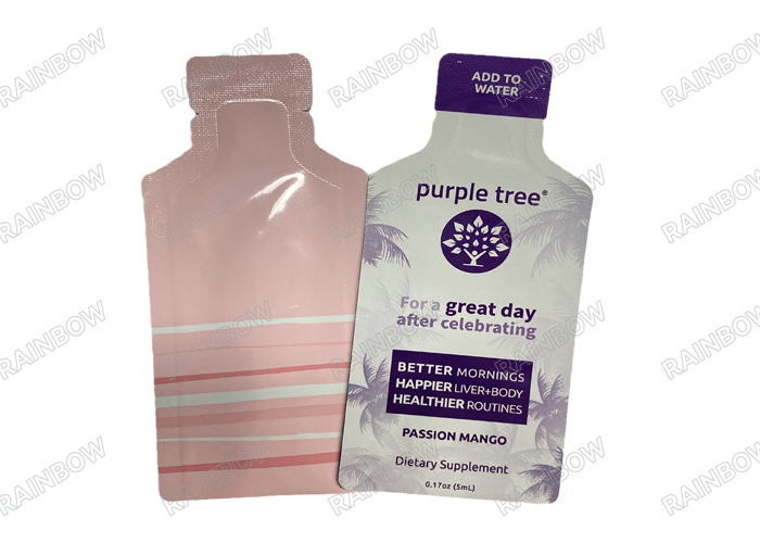 Custom printed bottle shaped mylar bag with holographic effect