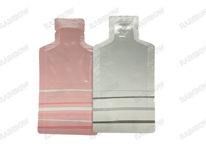 Custom printed bottle shaped mylar bag with holographic effect